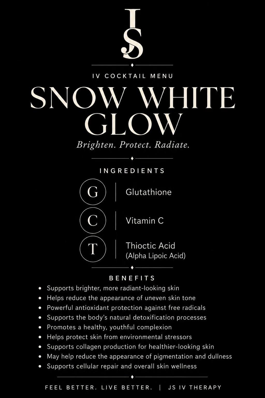 Snow White Glow IV cocktail menu