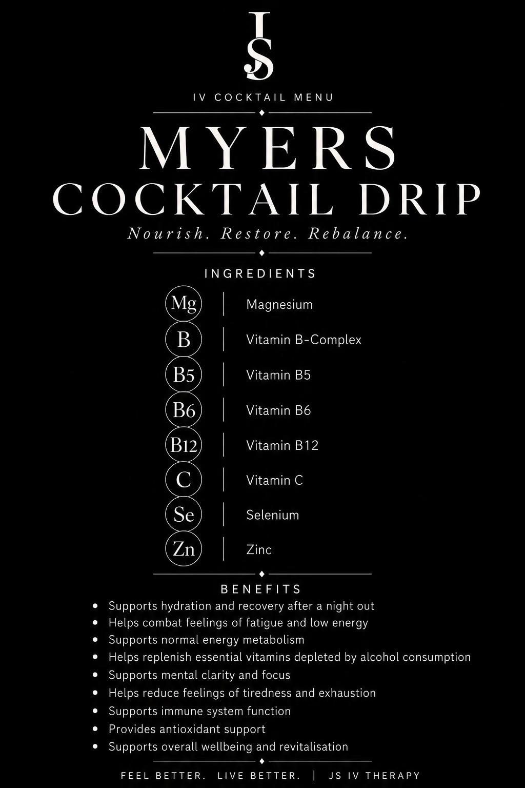 Myers Cocktail IV cocktail menu
